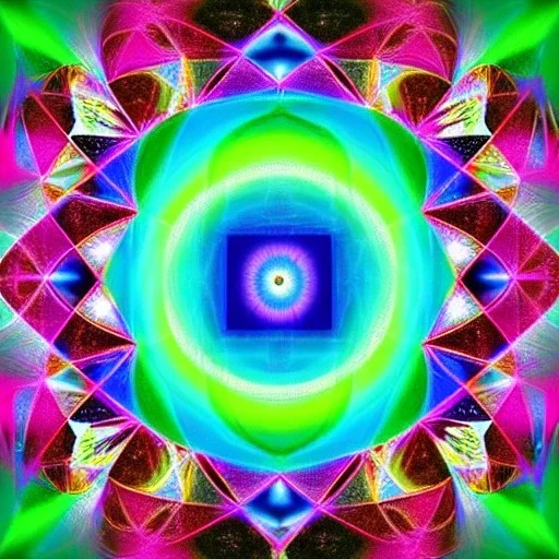 sacred geometry - subliminal angels of light love essence colourful, realistic, tones of norse mythology