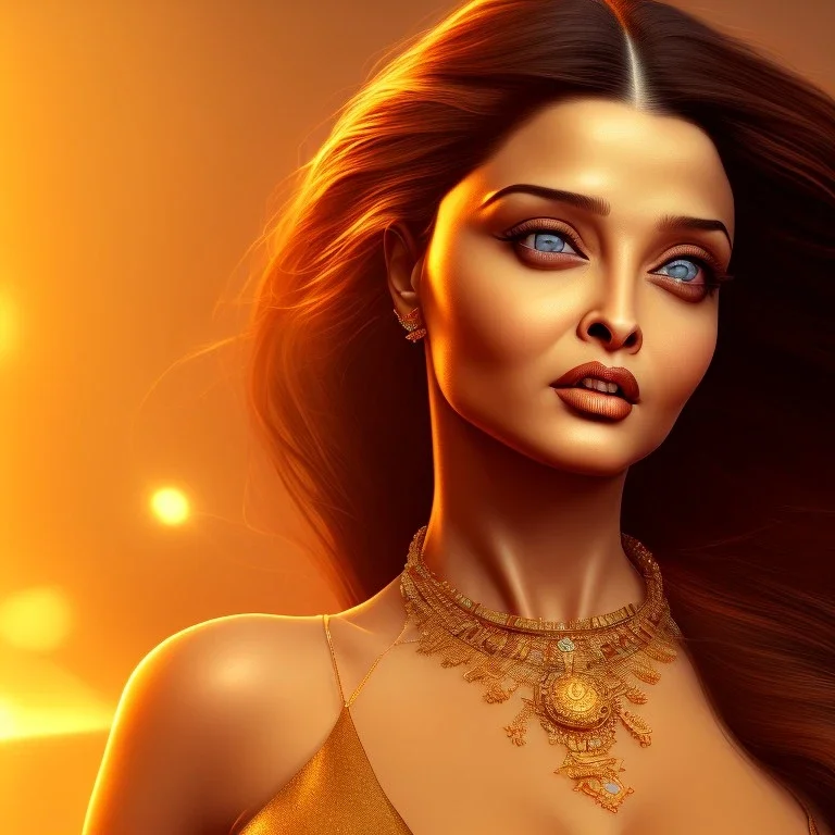 aishwarya rai , hot goddess, by Mahmoud Sai, Cartographic, Golden Hour, Closeup-View, 16k, Lumen Global Illumination, Diffraction Grading ,beautiful ,circuitry, jewelry