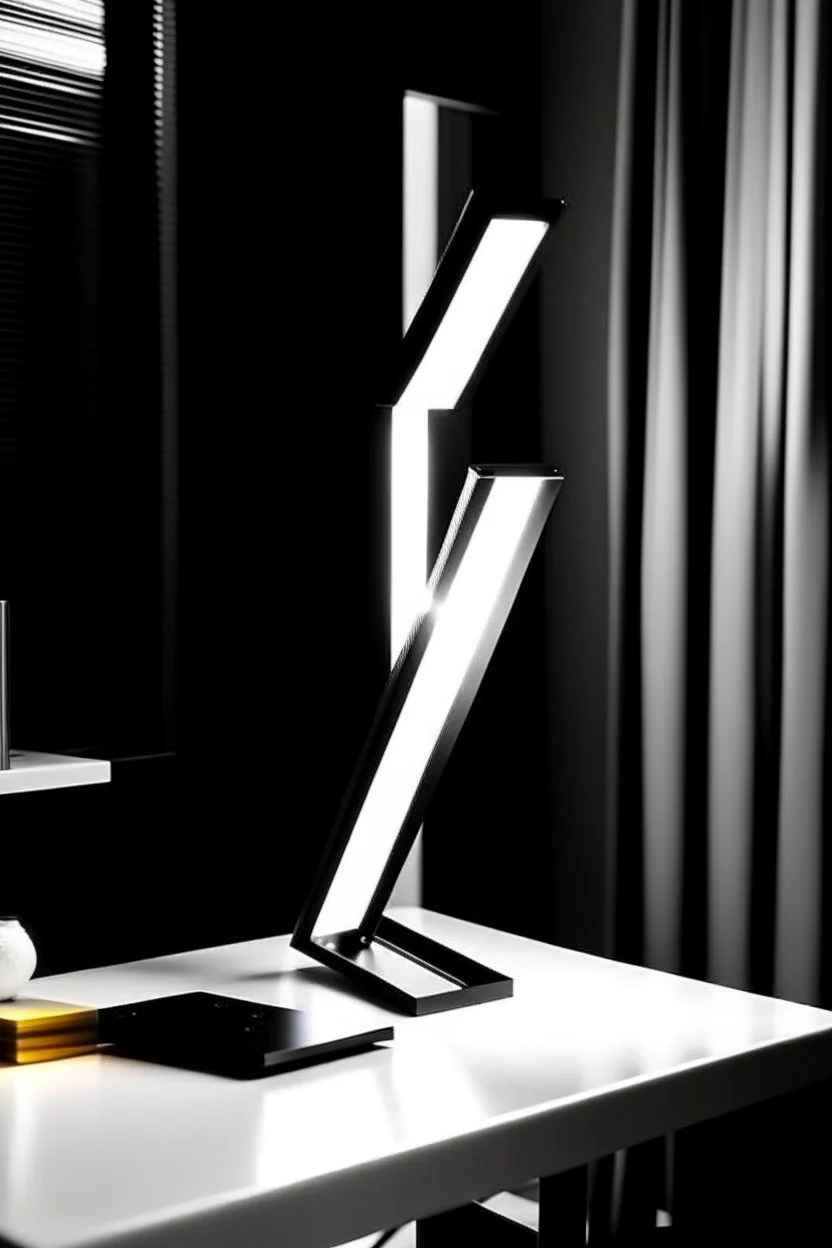 gaming table lamp inspired by sword, modern design, black and white color