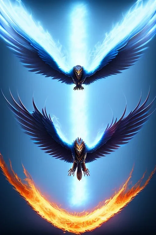 alone, dark, blue phoenix, flaming wings, beautiful, smooth, flying, graceful