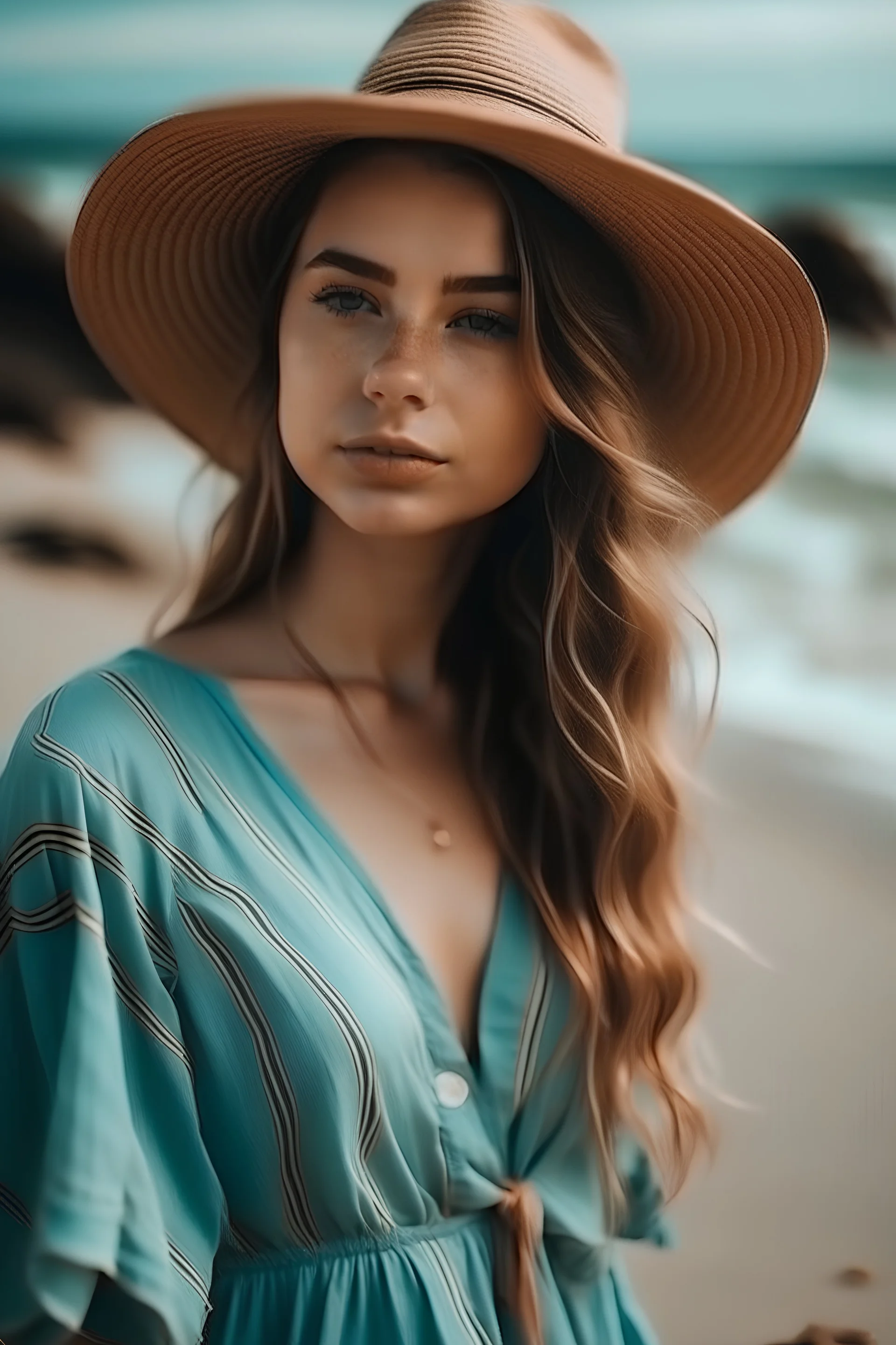 Beautiful girl in beach clothes