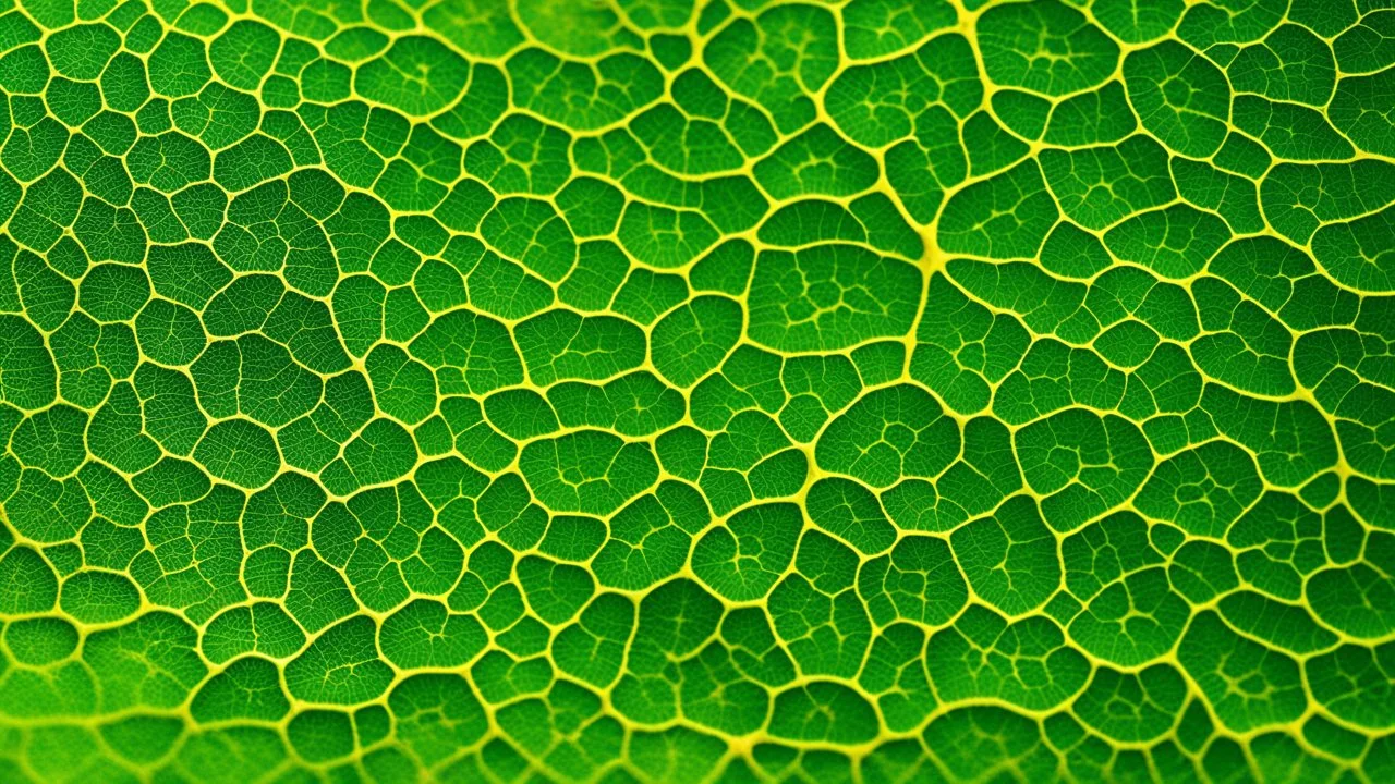 A photomicrograph of a plant leaf surface, highlighting the stomata openings and the surrounding epidermal cells. The image captures the intricate details of the cells and the beautiful, natural patterns on the leaf. Beautiful award-winning photograph, inspiring, rule of thirds, balanced delightful composition, perfect lighting, superb detail, 16k render