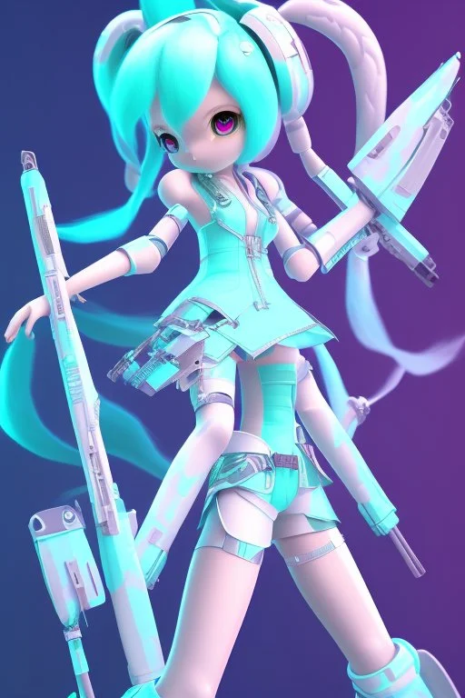 hatsune miku with big weapons