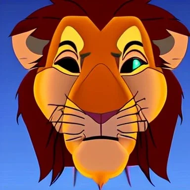 Lion King Animation OC Loca male lion triangular face shape hooked black nose tip