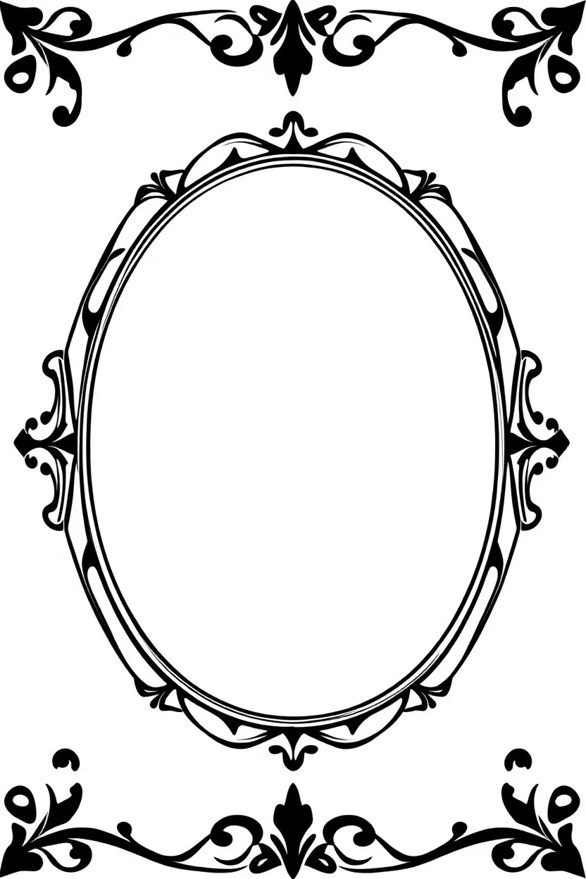 silhouette of a thick ornamental oval picture frame, black on white vector