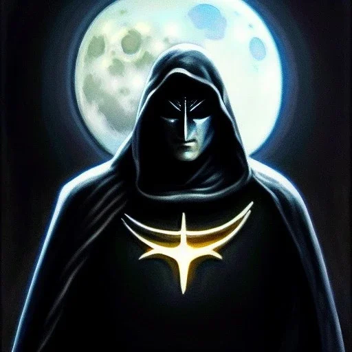 ultra detailed fullbody Portrait in oil on canvas of Moon Knight, extremely detailed digital painting,intrincate, extremely detailed face,crystal clear Big Glowing eyes, mystical colors , perfectly centered image, perfect composition, rim light, beautiful lighting, 8k, stunning scene,extremely sharp detail, finely tuned detail, ultra high definition raytracing, in the style of robert e howard and pablo oliveira and Ken Kelley and Ohrai Noriyoshi and Simon Bisley and tomzj1