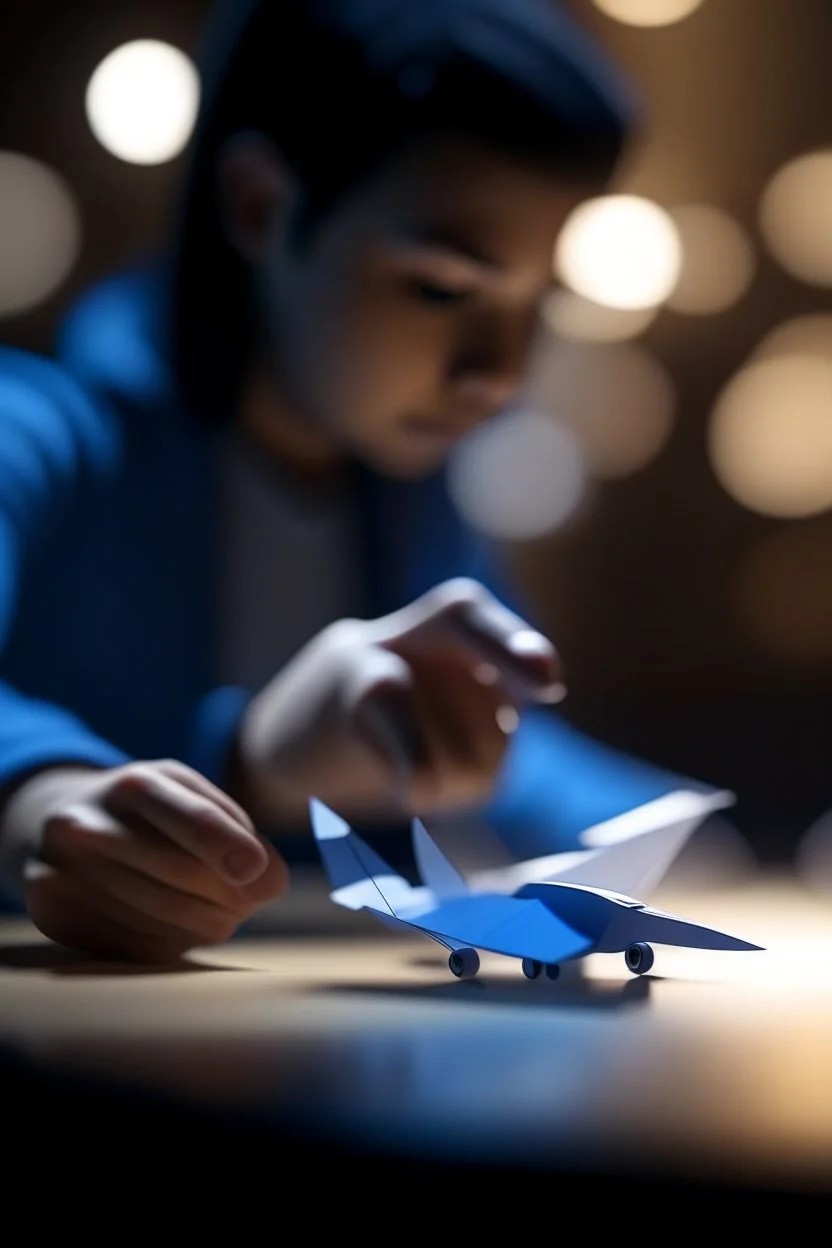 the ultimate expert on paper planes testing his planes, zeiss prime lens, bokeh like f/0.8, tilt-shift lens 8k, high detail, smooth render, down-light, unreal engine, prize winning