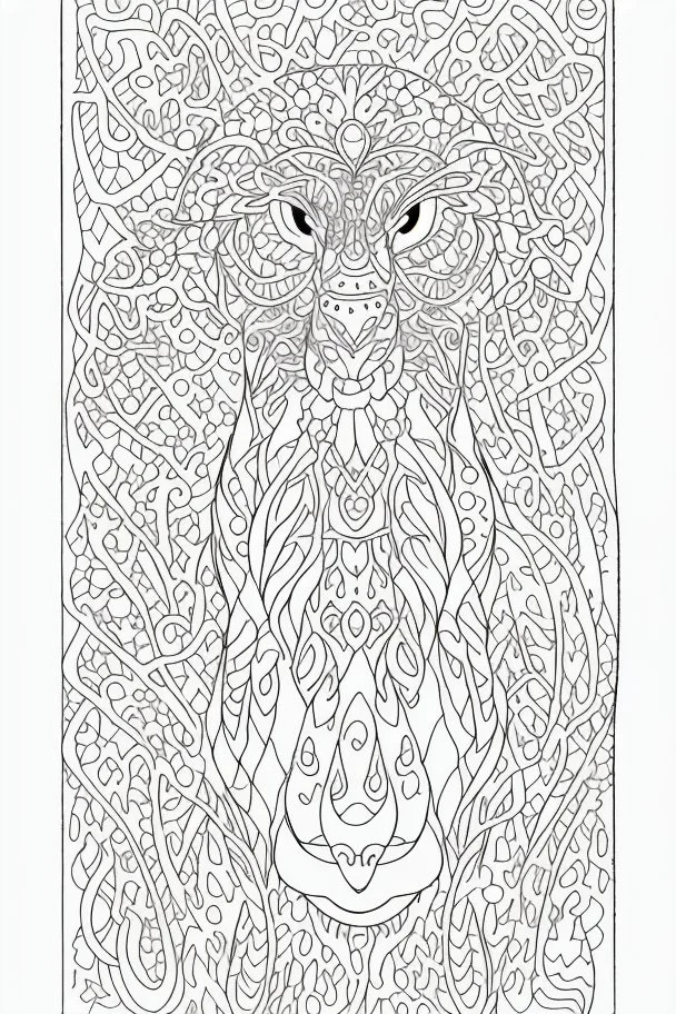 coloring book page of a magical animall