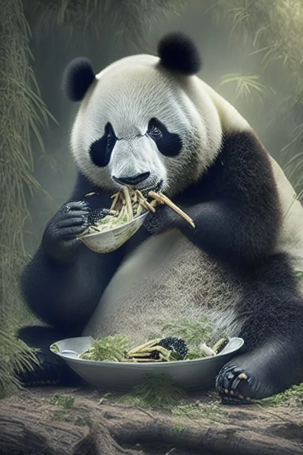 Panda eating