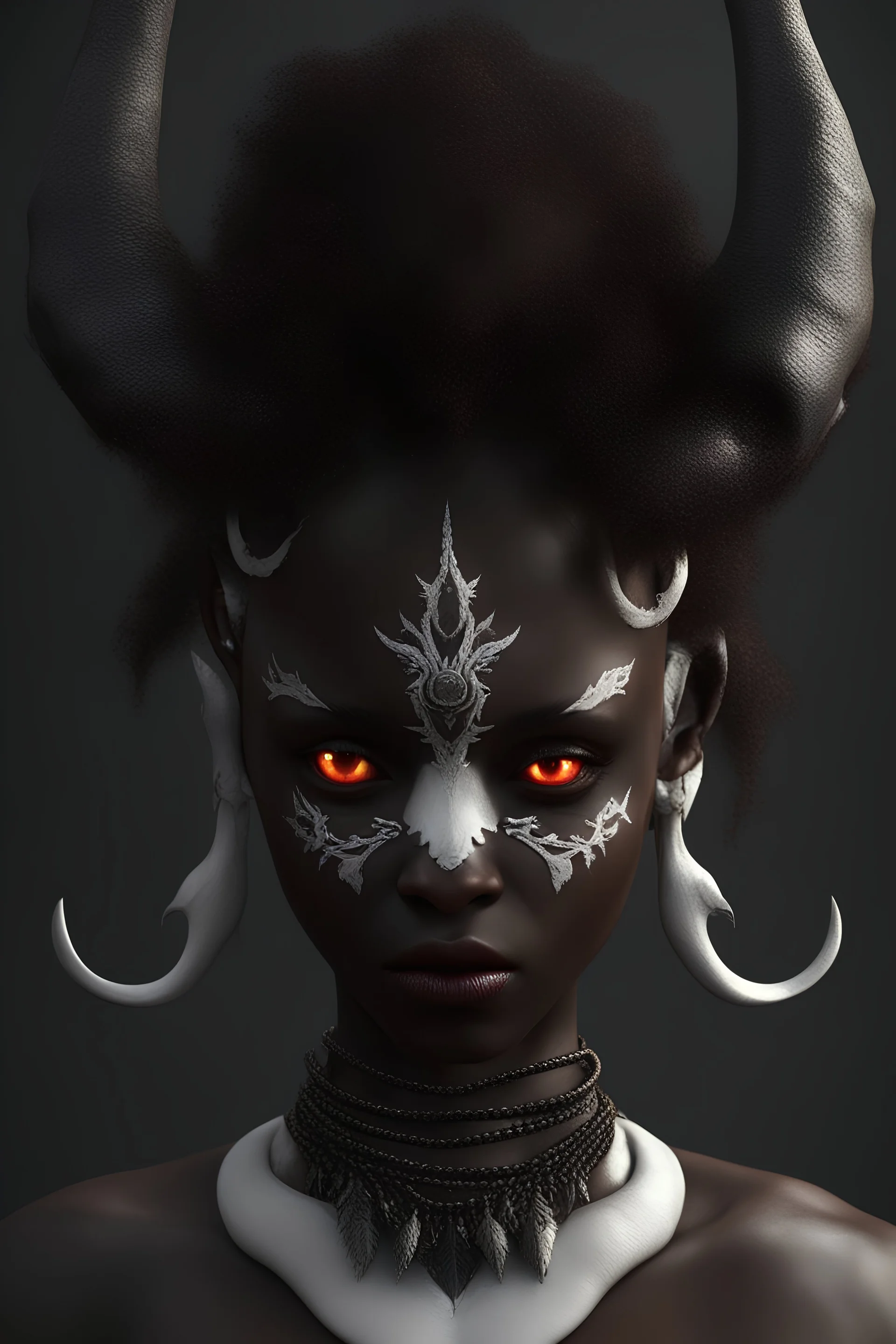 demon,white eyes, unreal engine, dark skin