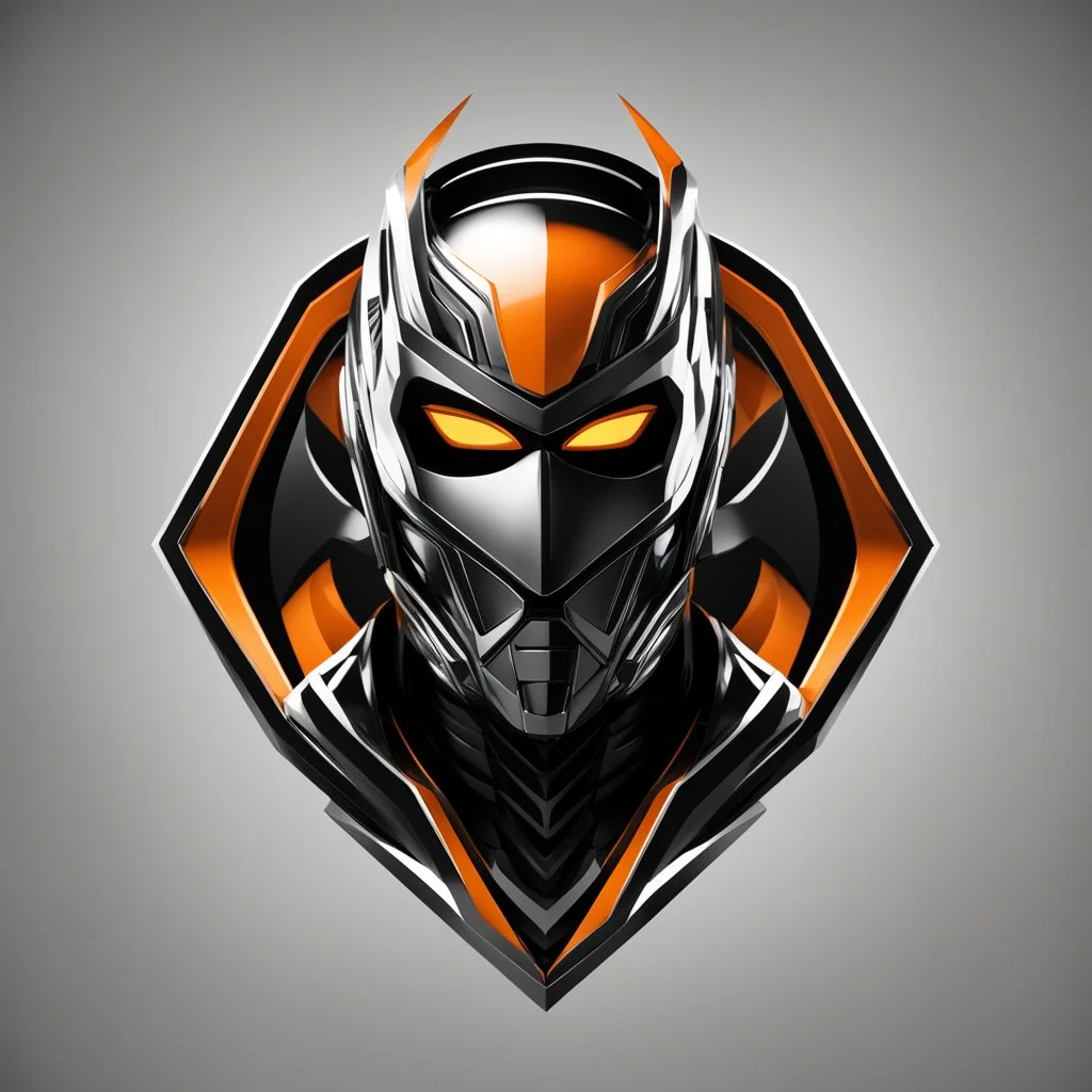 Front logo. 3D. Black, orange and white palette Dragman in artistic style