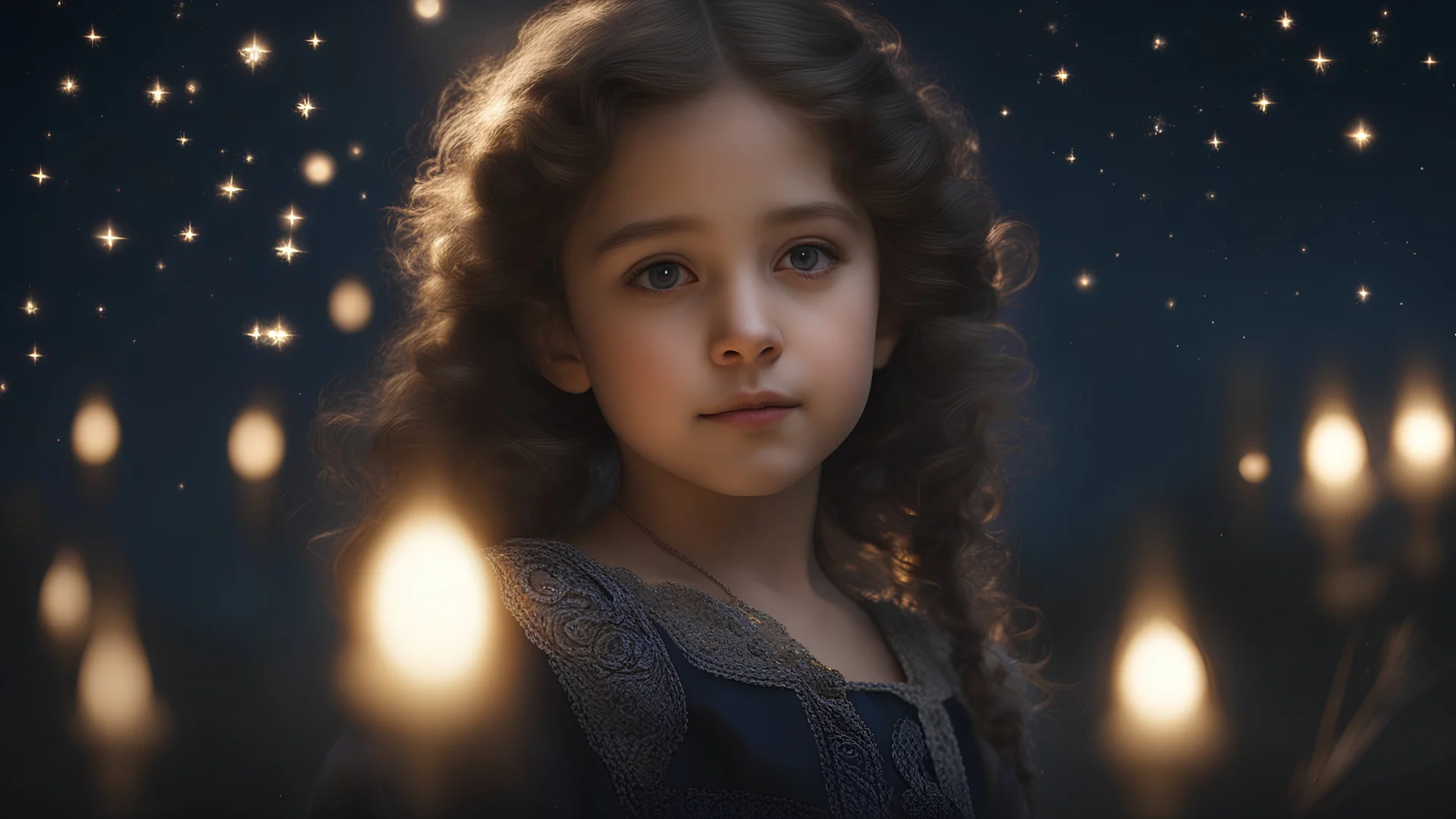 little young Jewish girl, peaceful, gentle, calm, wise, facing camera, traditional Jewish costume, perfect eyes, exquisite composition, night scene, fireflies, moon, stars, beautiful intricate insanely detailed octane render, trending on artstation, 8k artistic photography, photorealistic concept art, soft natural volumetric cinematic perfect light, chiaroscuro, award-winning photograph, masterpiece, raphael, caravaggio, William-Adolphe Bouguereau, alma-tadema