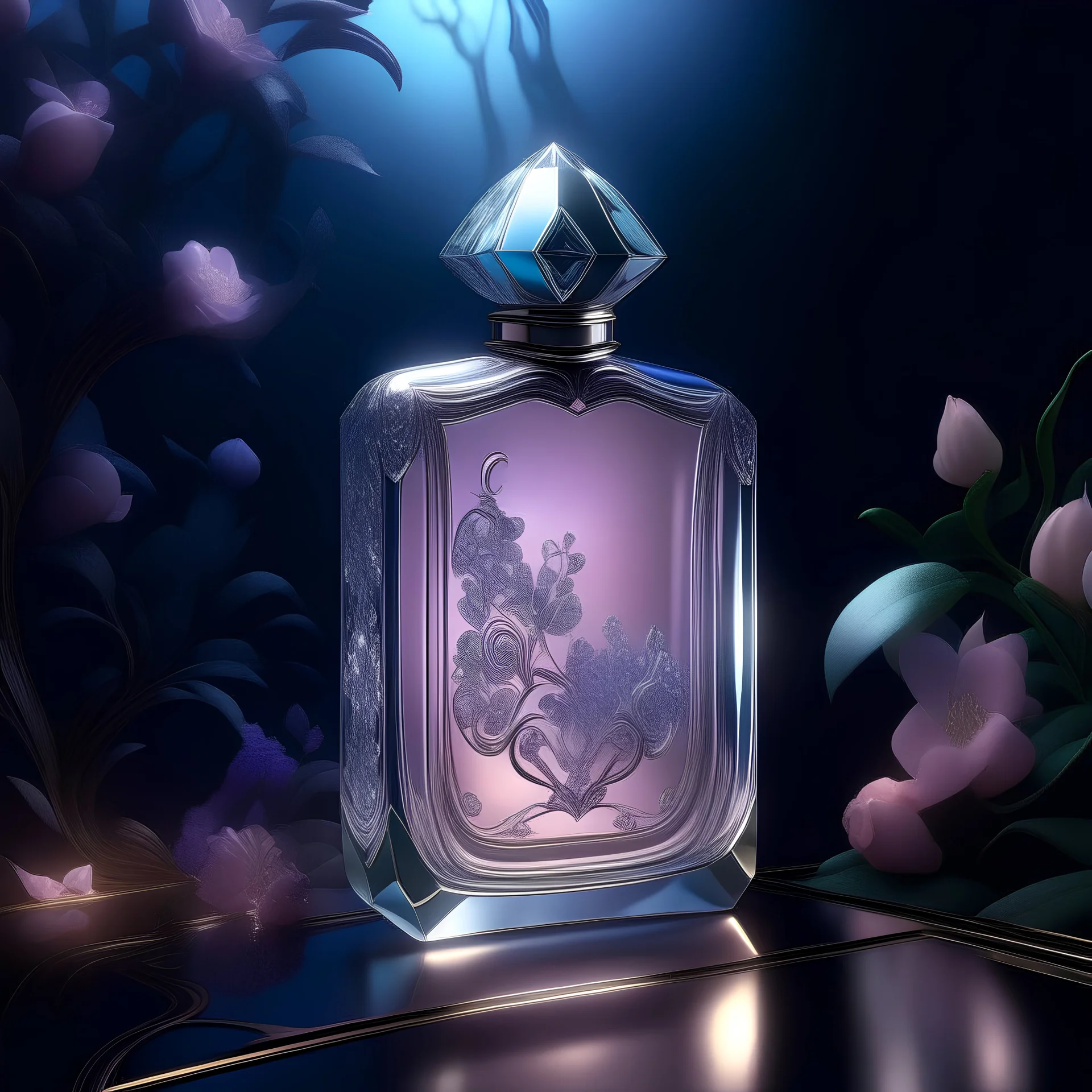 generate me an aesthetic complete image of a perfume with Enchanted Veil