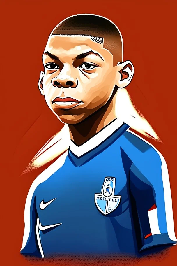 Kylian Mbappe French soccer player cartoon 2d