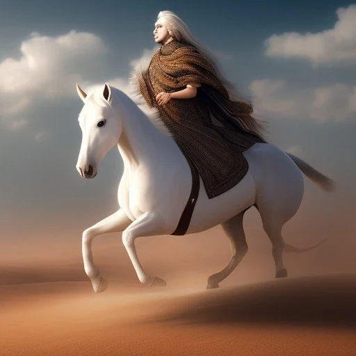 a beautiful arab white horse running in the desert, cinematic lighting, detailed,4k, best quality, ultra HD, magical