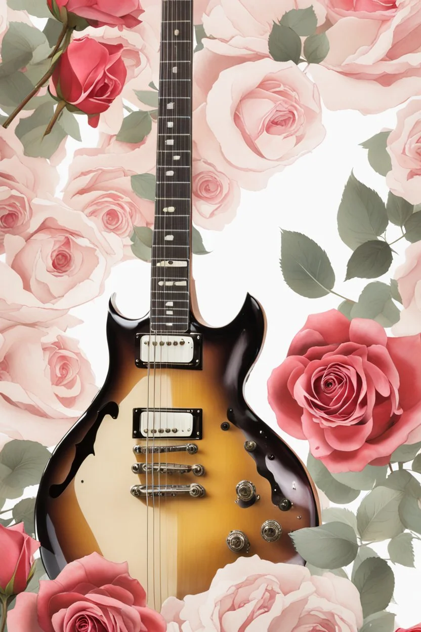 Photography art Electric Guitar and Roses