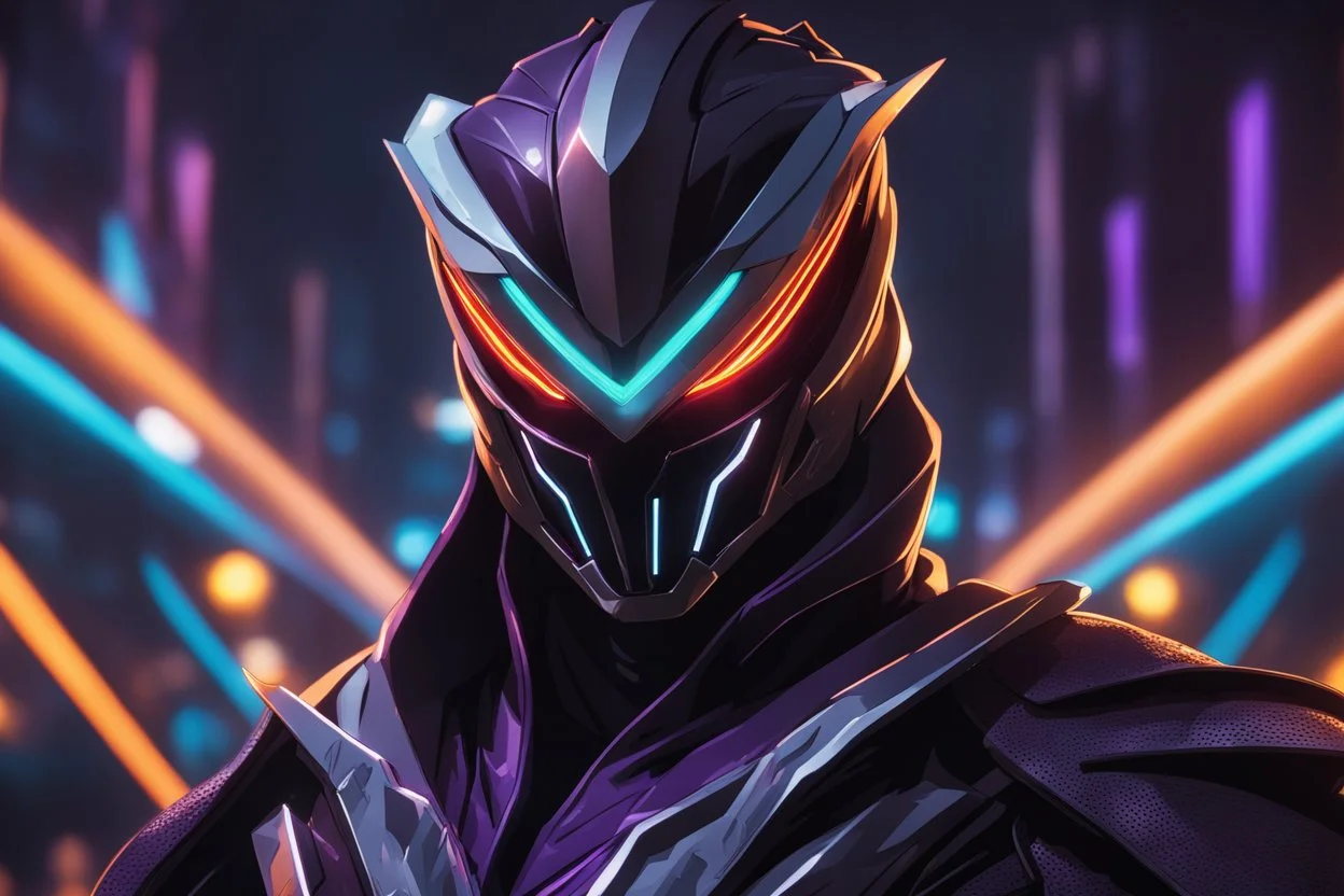 Shredder venom in 8k solo leveling shadow artstyle, sombra them, close picture, rain, Shredder helmet, neon lights, intricate details, highly detailed, high details, detailed portrait, masterpiece,ultra detailed, ultra quality