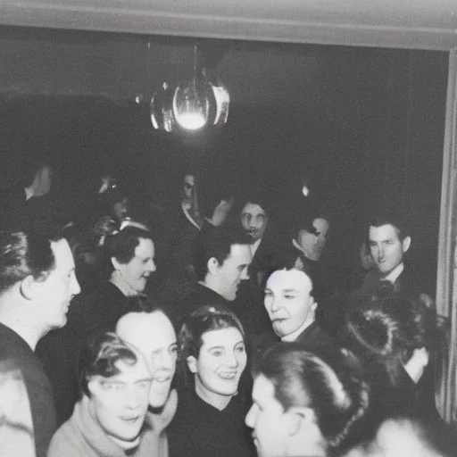 Creepy old photo of new years eve party