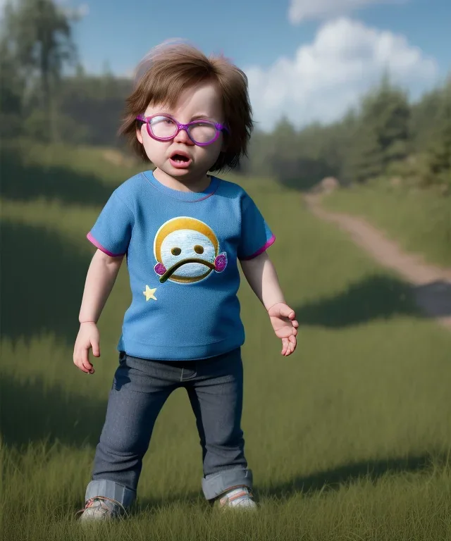 Penny Hofstadter toddler, full body, dramatic lighting, angry, hyper realistic,