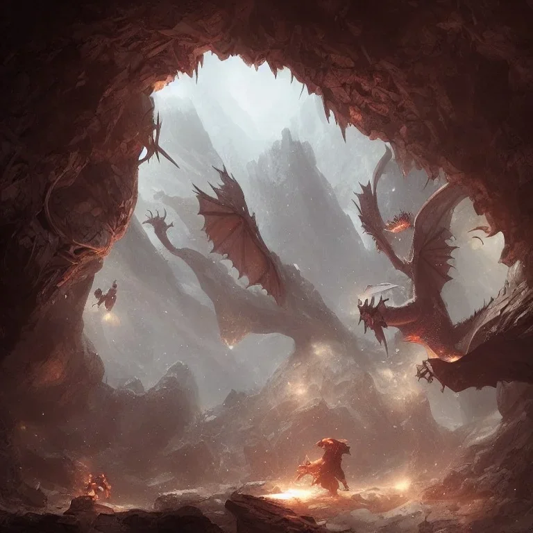 Dragon dans une caverne par Greg Rutkowski