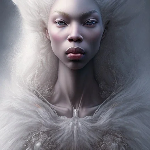 albino michaela coel blonde statuesque woman, narrow nose icelandic, big lips by gerald brom luis royo