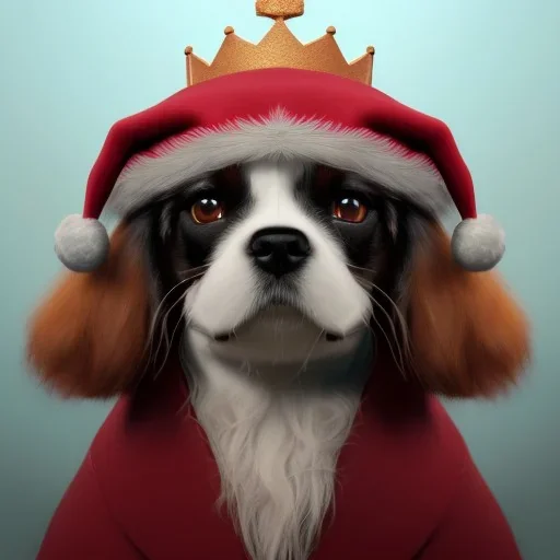 a beautiful portrait of a cute king charles cavalier cat dressed as santa, by greg rutkowski and wlop, high key lighting, volumetric light, digital art, highly detailed, fine detail, intricate, ornate, complex, octane render, unreal engine, photorealistic unreal 5, octane render, cinema4d, redshift render, hyper realistic, cenematic, vibrancy, synthwave, retouch, centered, dynamic lighting, dramatic lighting, 4k, highly detailed, attractive beautiful, realistic, epic composition, holographic,