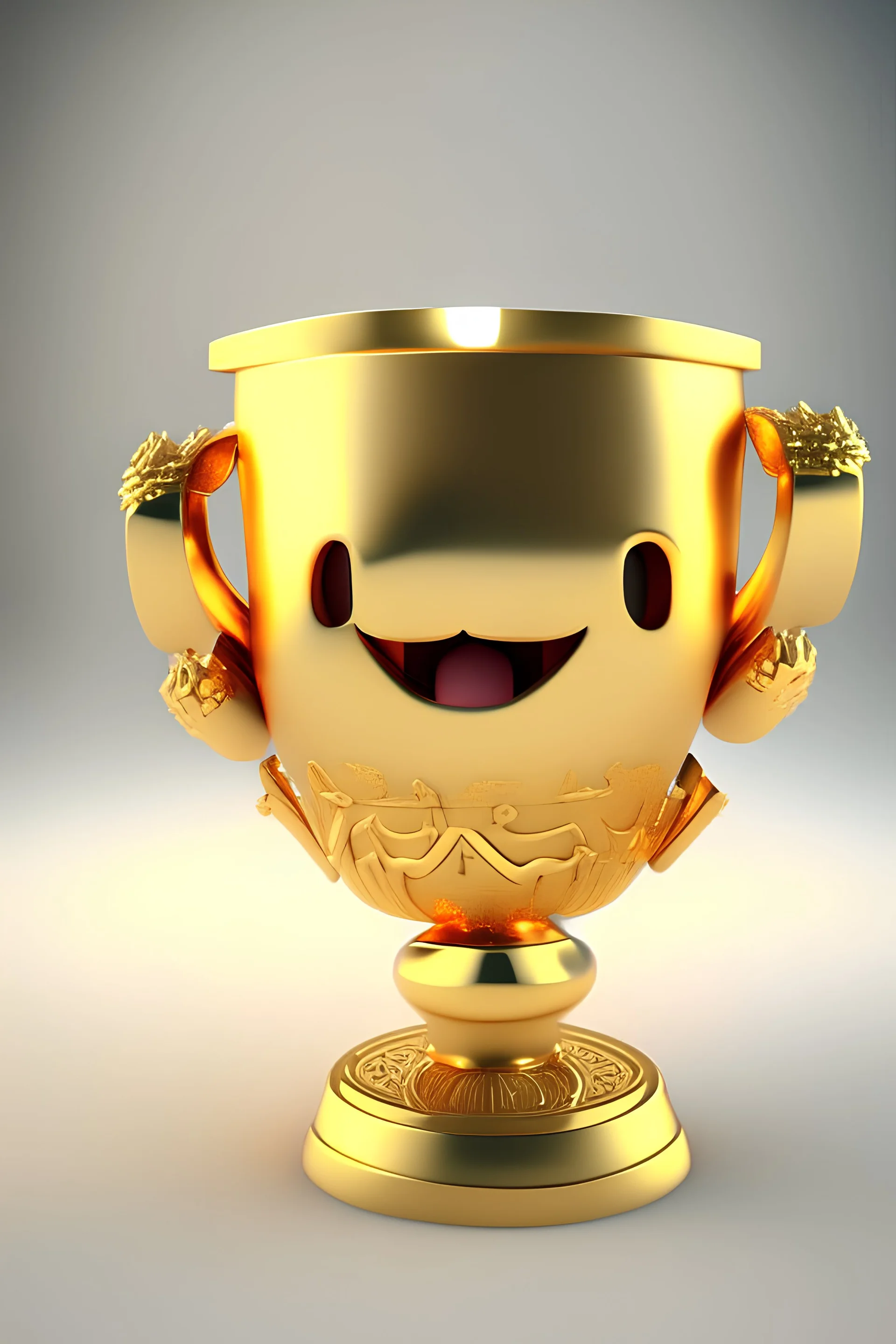 holy cup dorada ilustracion 3d cute