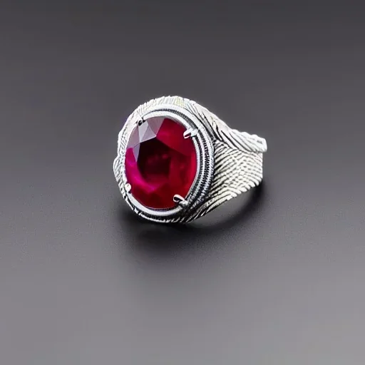 ruby signet ring with braided tungsten and titanium, braided band, brushed steel, men's jewellery