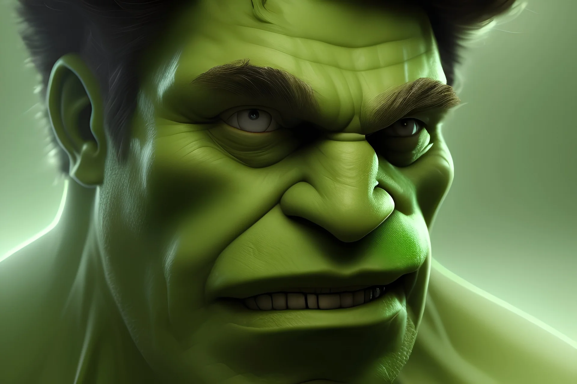 HULK, Photorealism, Painted face, High detal::1.5 + Sony Alpha α7, ::2 --aspect 9:32