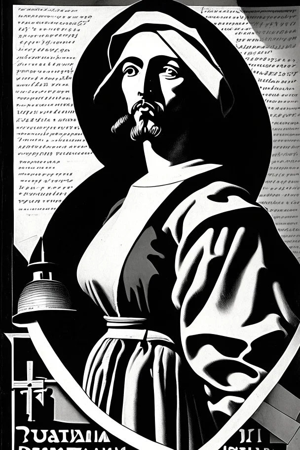 Puritan Propaganda; black and white with several shades of brown; Socialist Realism; Constructivism