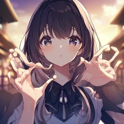 Clear focus,High resolution,High quality, An anime girl winking with one of her hands pointing up