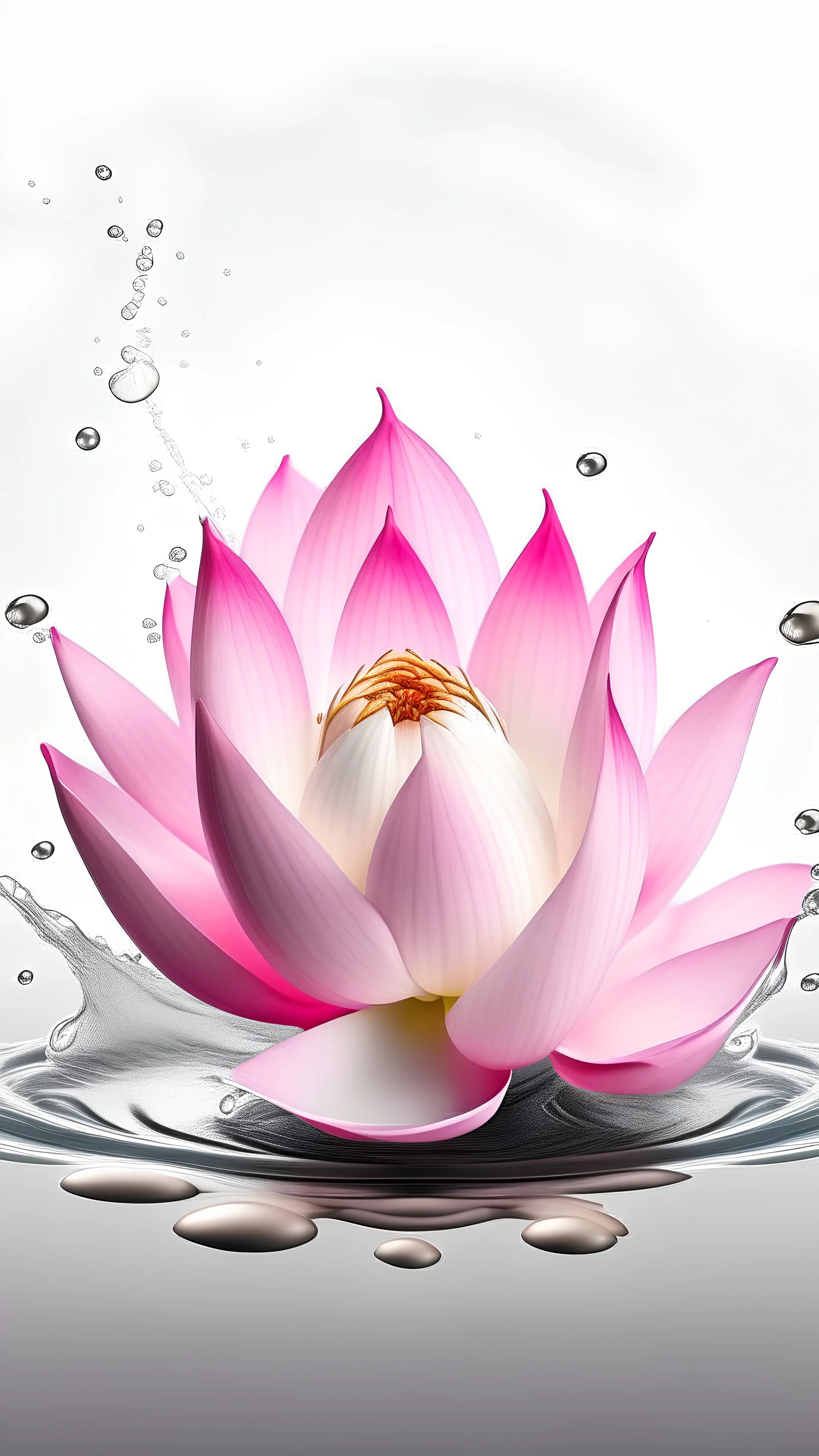 beautiful pink lotus flower in milk wave splash