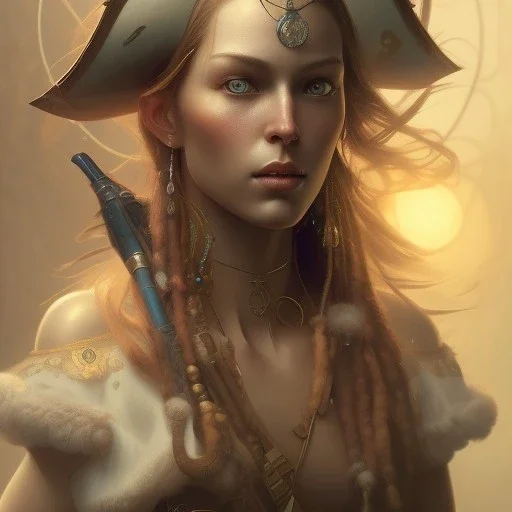 Pirate , cinematic, 8k, resolution concept art portrait by Greg Rutkowski, Artgerm, WLOP, Alphonse Mucha dynamic lighting hyperdetailed intricately detailed