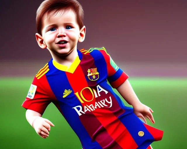 Lionel Messi as a baby, baby face portrait, realistic, smile, 8k resolution