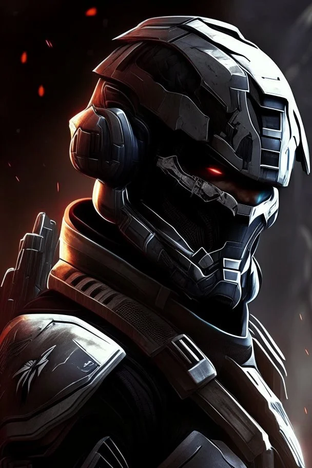 A soldier in the game Mass effect , he wears a BLACK skull helmet that covers his face, he is a rifleman, and his callsign is Titan.