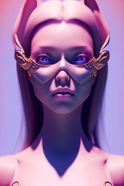 Woman Portrait with Sweet Rabbit mask, color background, photo studio, unreal engine 5, concept art, ray tracing, lumen lighting, ultra detail, volumetric lighting, 3d.