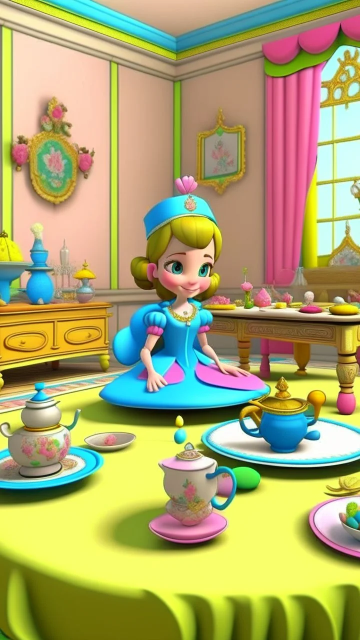 Princess Penelope's preparations for the tea party,cartoon,3D