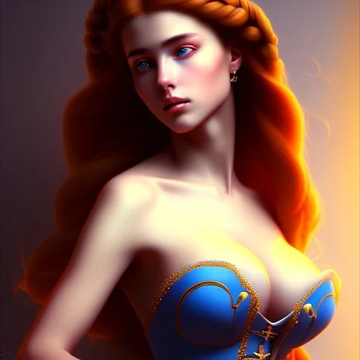 Epic fullbody Portrait of adult Belle beatiful busty estilo Jean Auguste Dominique Ingres 4k