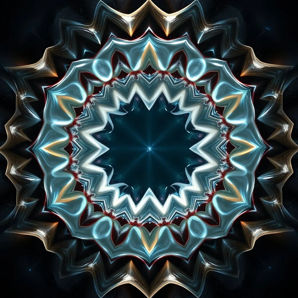 Mesmerizing abstract 3d visual, recursive Symmetrical structure of flowing translucent shapes, centered, soft aesthetic, negetive space.galaxsy background