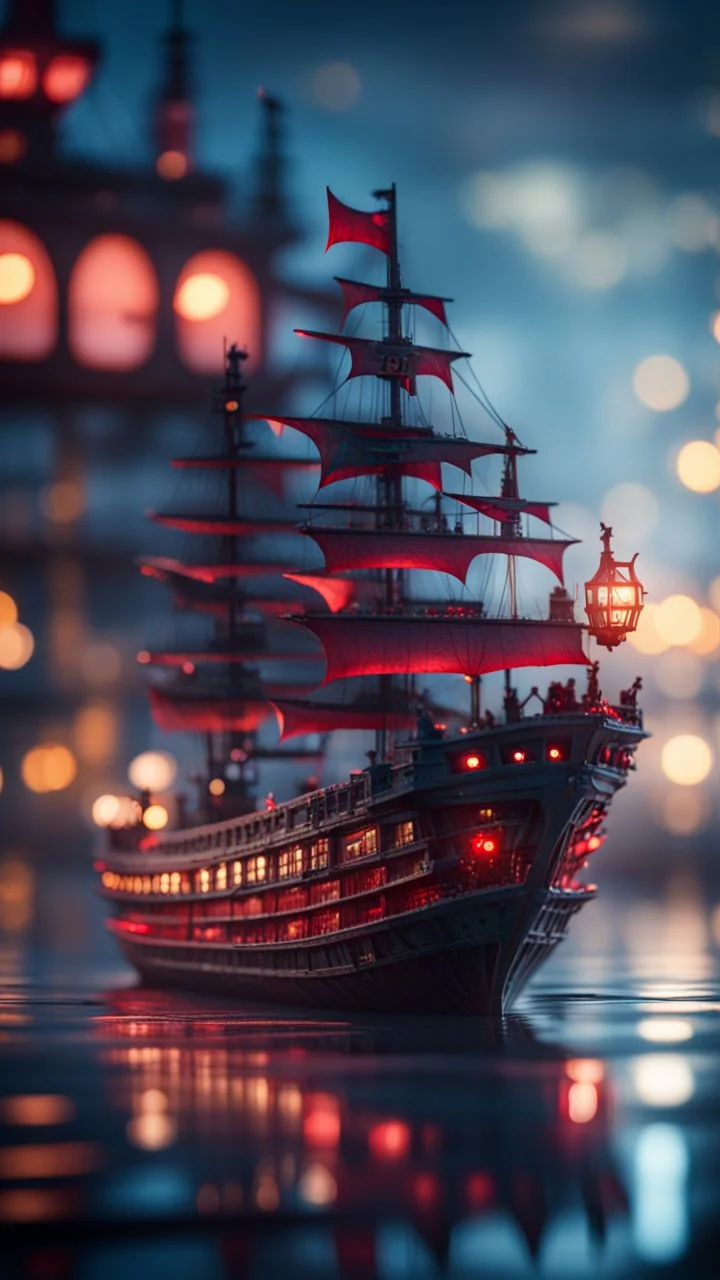 vampire ship, on a glass pier cat walk,bokeh like f/0.8, tilt-shift lens 8k, high detail, smooth render, down-light, unreal engine, prize winning