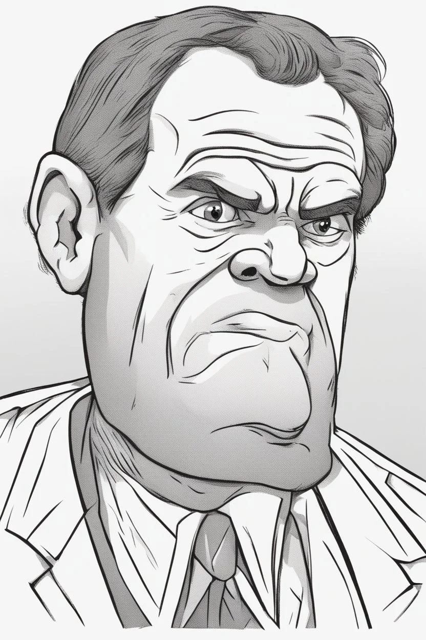 a cartoon middle-aged man with a look of contempt on his face