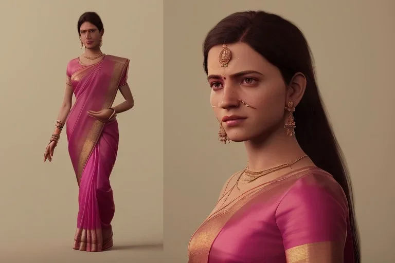 full body photo of a girl in saree i,hyperrealistic,detailed,8k,cinematic