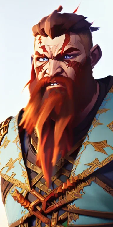 Dungeons and dragons character, warrior dwarf male, friendly face, high detail, High definition, ginger braided beard