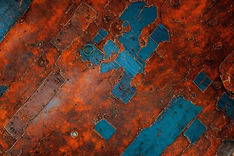 Aerial view of earth, rusty steampunk satellites, deep colors, hyperrealistic, depth of field, sharp focus, ominous, intricated