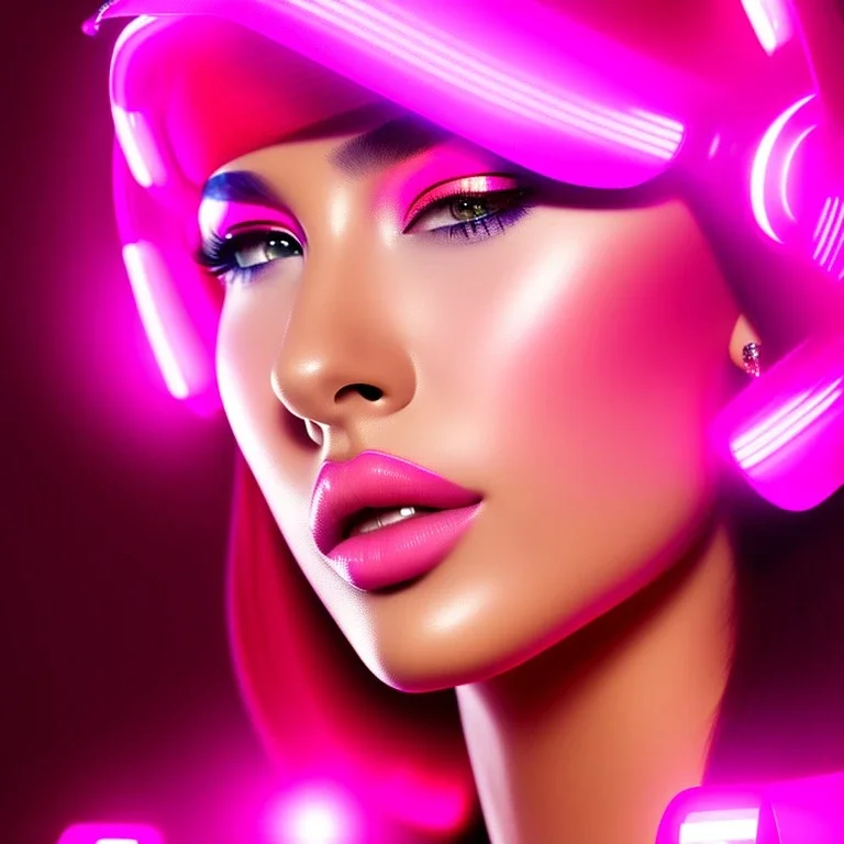 cyberpink, head, woman, portrai, tron