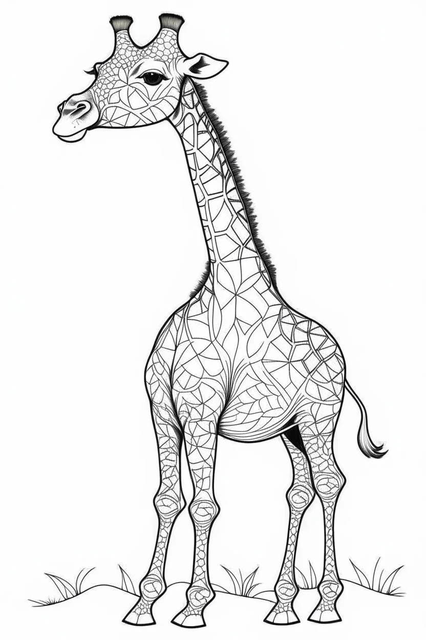 outline art for Giraffe coloring pages with sitch, white background, Sketch style, full body, only use outline, toddlers style, clean line art, white background, no shadows and clear and well outlined.