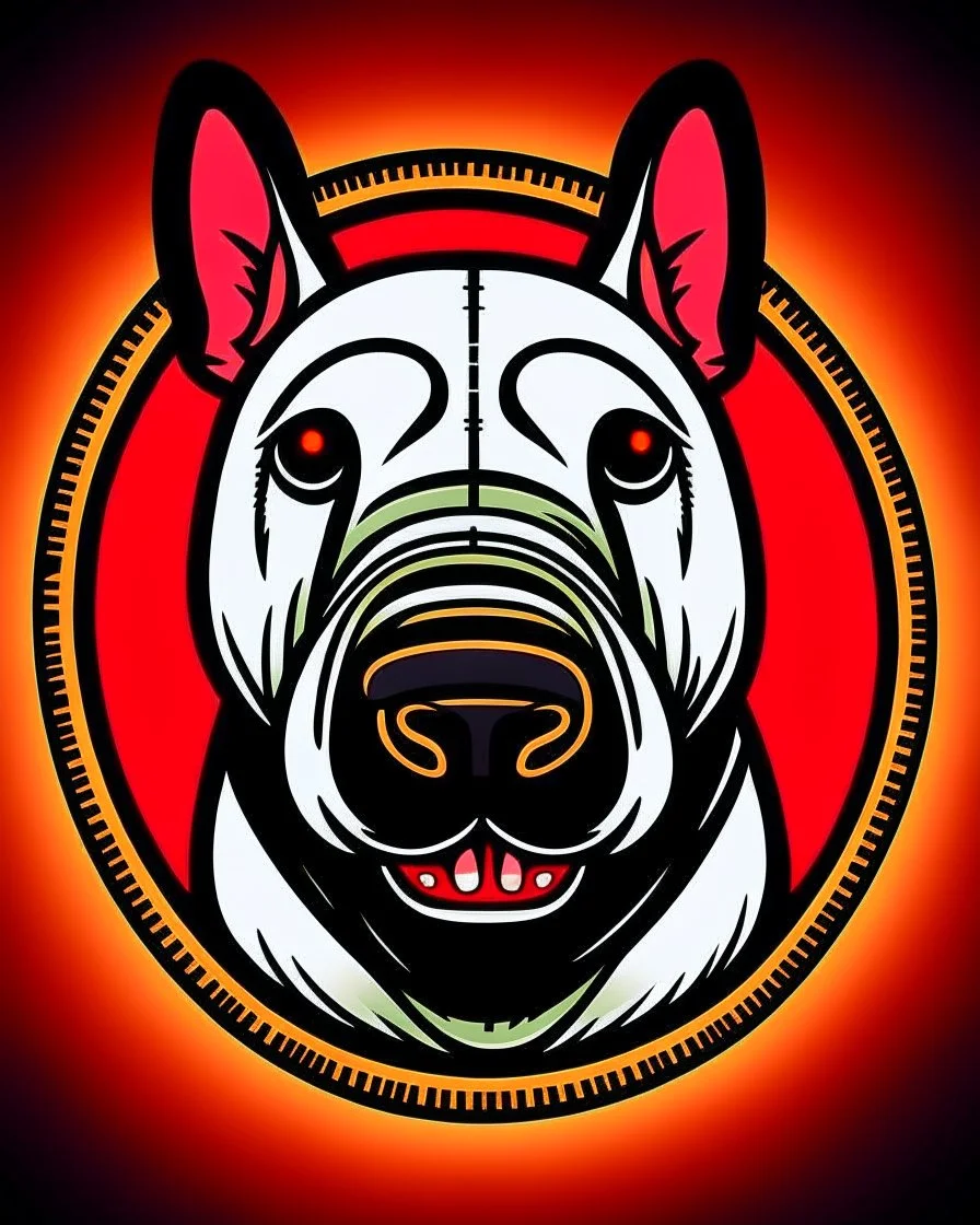 aggressive bull terrier cartoon, straight lines