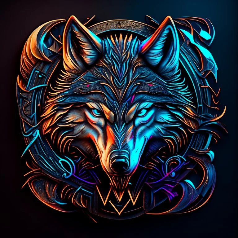 Logotipo de lobo, arte grafiti, maximalista, calidad ultra, hiperdetallada, 8k