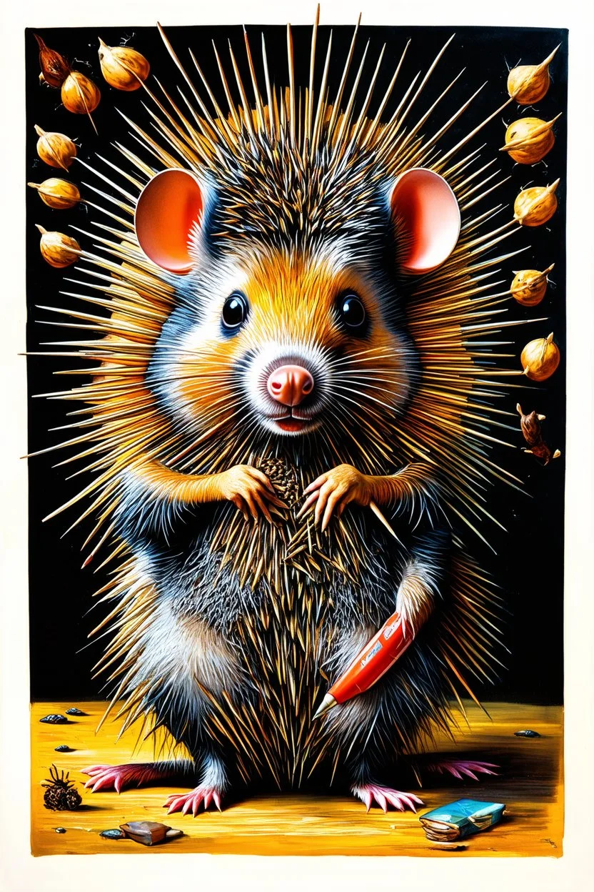 porcupines are mice with needles; a neo-surrealistic, expressionistic, steampunk version of Gustav Klimt