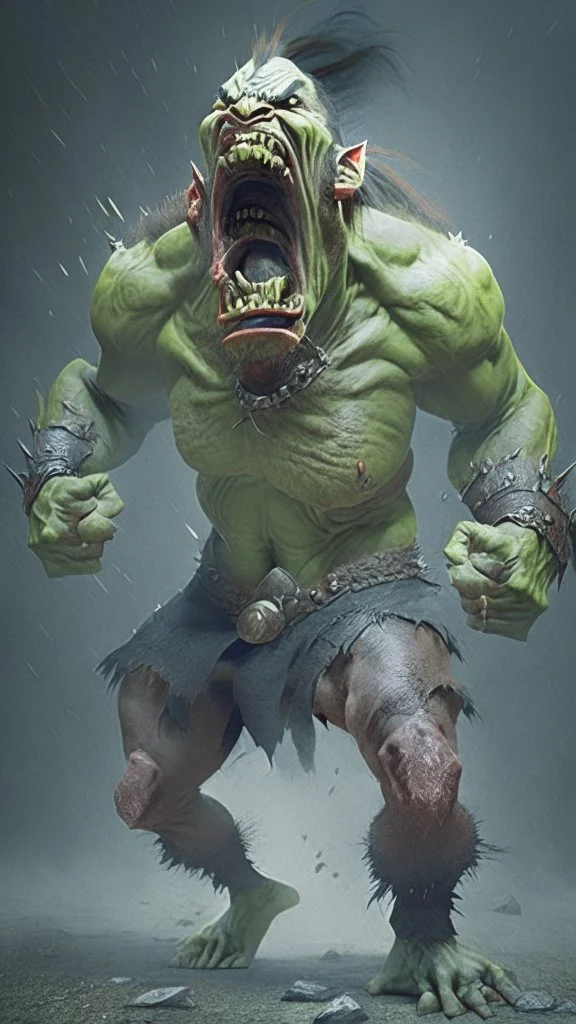 orc screaming, full body